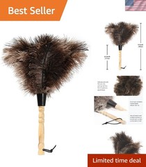 Eco-Friendly 14-Inch Ostrich Feather Duster with Wooden Handle – Soft & Stylish