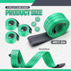 4 Pcs Lift Sling Straps Heavy Duty Web Slings Straps Polyester Nylon for Hois…