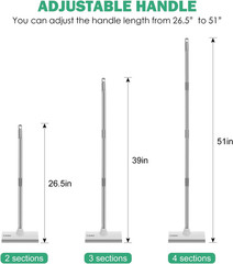 Floor Scrub Brush with 51-Inch Long Adjustable Handle 2 in 1 Scrape Brush Stiff