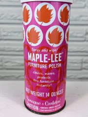 Vtg Maple Lee Furniture Polish Aerosol Can PINK Advertising Graphics Movie Prop