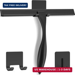 All-Purpose Stainless Steel Shower Squeegee for Shower Doors with 2 Adhesive Hoo
