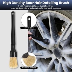 3pc Durable Automotive Tire Brush with Braided Bristle Design Wheel Cleaner