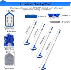 3-in-1 Tub & Tile Scrubbing Brush with 50″ Adjustable Handle & Microfiber Pads