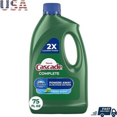 Dishwasher Detergent Gel Fresh Scent Tough Stains Easy Pour Quick Dissolve 75oz