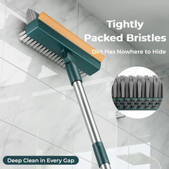 3-In-1 Adjustable Floor Scrub Brush with Long Comfortable Handle, PVC Bristles,
