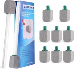 2 Pumice Stone Toilet Cleaner Long Handle Scrubber, 10 Stones Rust Stain Grease