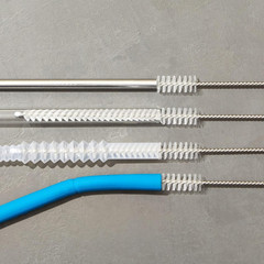 Straw Cleaner Brush – 12 In, Silver & White, 4-Pack – Stainless Steel Straw Clea