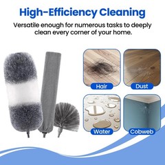 Extra-Long Duster Kit with Extendable Pole, 5-in-1 Cleaning Tools for High Ceili