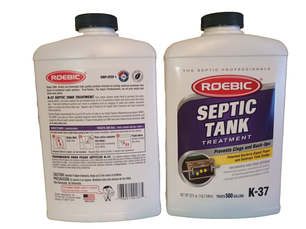 New Lot of 2 Roebic K-37 Septic Treatment, 32 Fl Oz Bacteria Enzyme