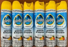 6 Pledge Everyday Cleaner Clean It Granite & Marble Spray Citrus Sunshine 9.7 oz