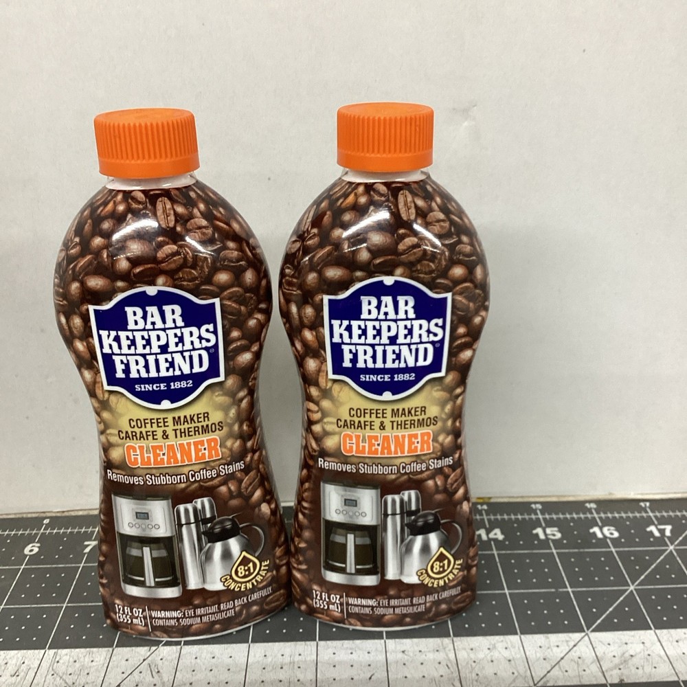 Bar Keepers Friend COFFEE MAKER CARAFE & THERMOS CLEANER 12 fl oz Lot of 2