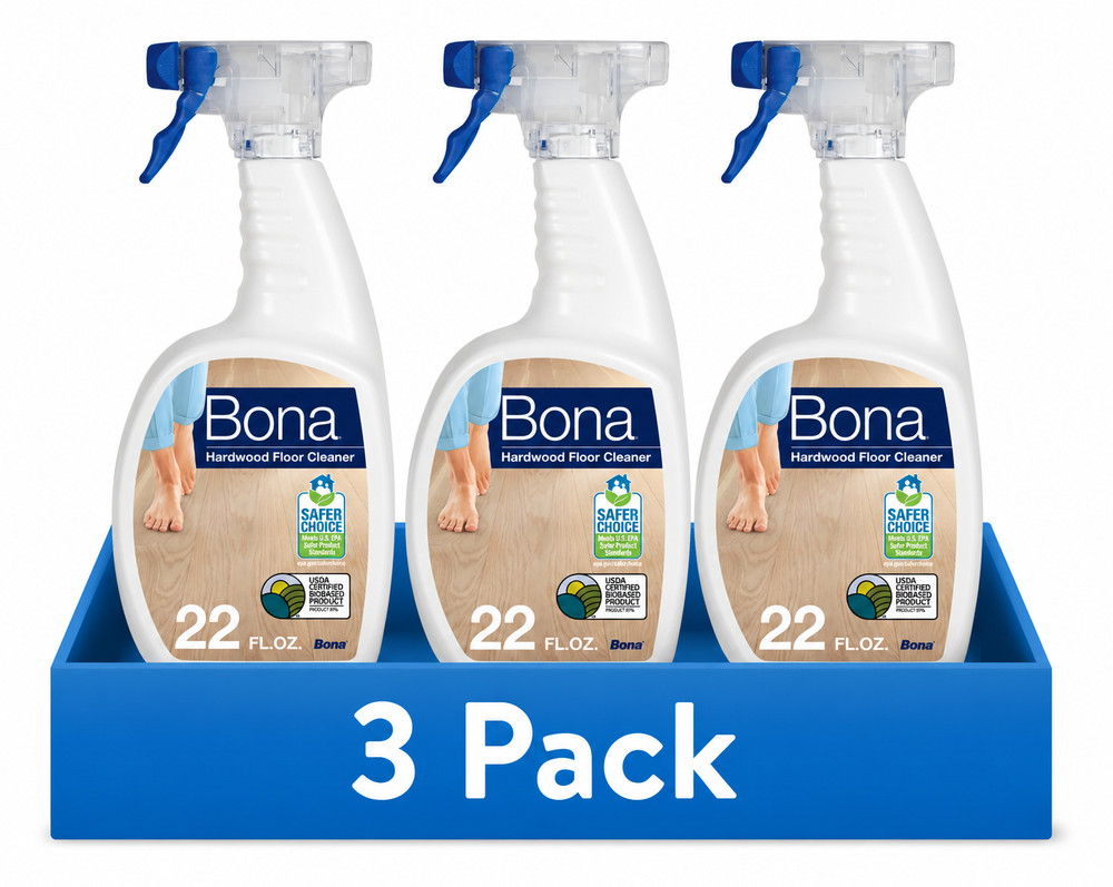 Bona Hardwood Floor Cleaning Solution Spray, Unscented, 22 fl oz 3 Pack