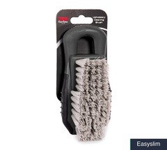 Upholstery Cleaning Brush Stiff Nylon Bristles Gray Rubber Grip