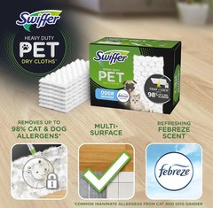 Swiffer Sweeper Pet, Heavy Duty Dry Sweeping Cloth Refills with Febreze Odor …
