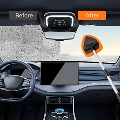 Windshield Cleaner Tool Kit with Microfiber Pads & Extendable Handle