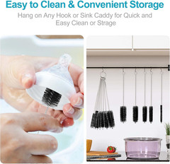 Nylon Straw Brush Cleaner Bottle Tube Pipe Small Long Cleaning 10Pcs Set USA