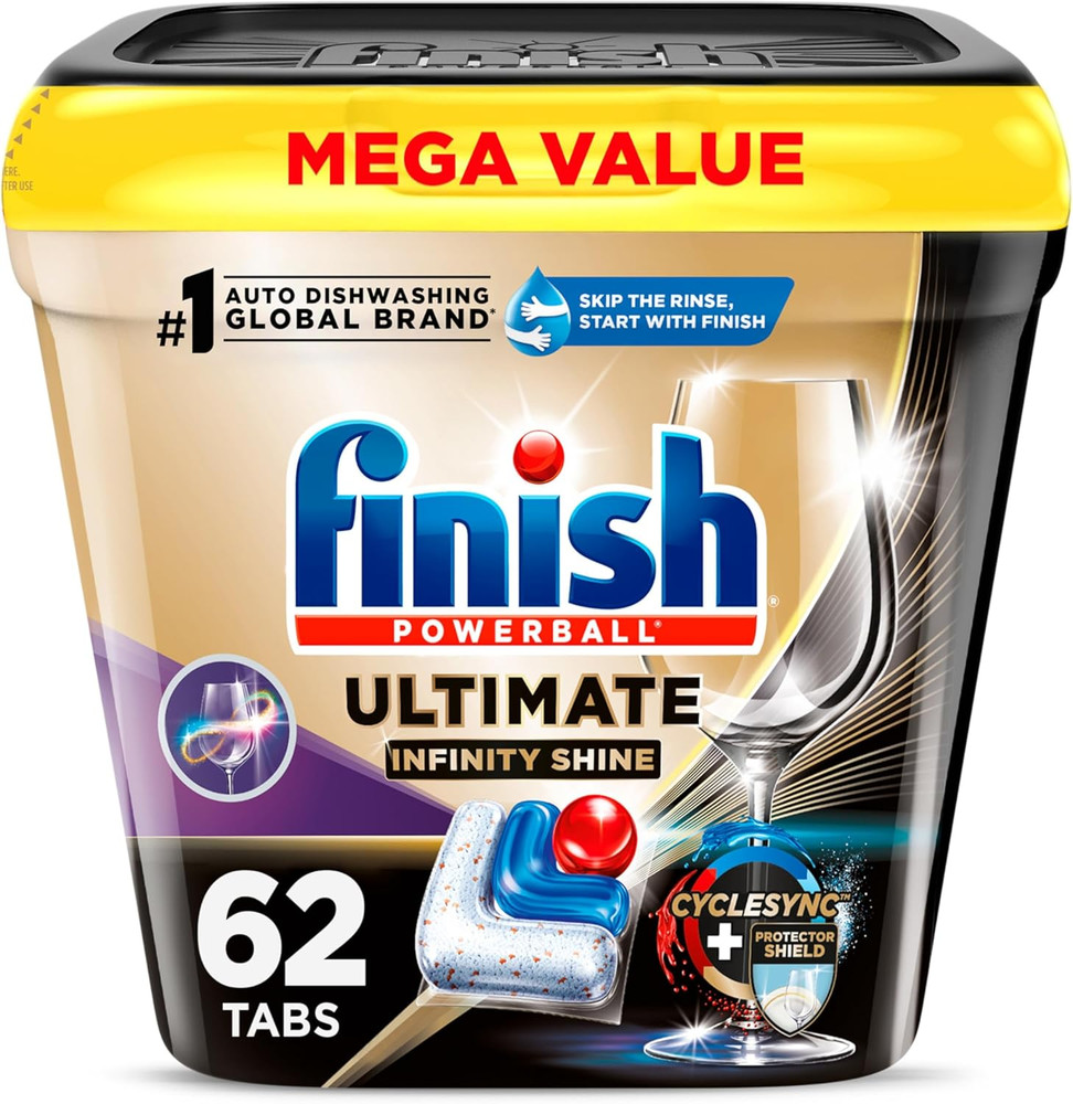 Ultimate Infinity Shine Dishwasher Pods – 62 Count, No Pre-Rinse Needed!