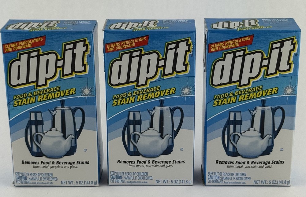 Lot Of 3 dip-it Food & Beverage Stain Remover Powder – 5 fl oz Hard Powder