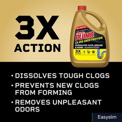Drain Cleaner Clog Destroyer Pro-Strength Septic Safe All Pipes 80 Fl Oz