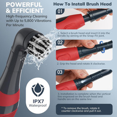 Cordless Electric Cleaning Brush | Power Scrubber with 5 Replacement Brush Heads