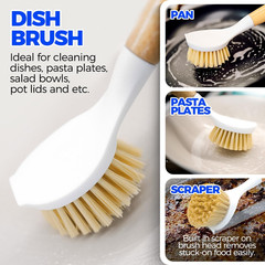 6 Pack Dish Brush Scouring Pad Set with Bottle Brush, Dish Brush, Palm Scrub Bru