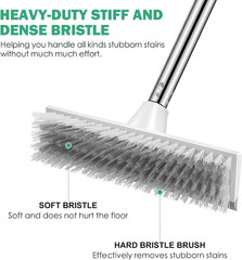 Floor Scrub Brush with 51-Inch Long Adjustable Handle 2 in 1 Scrape Brush Stiff