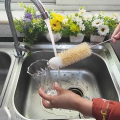 Stainless Steel Soda Bottle Cleaning Brush in Natural Boar Bristle Wool Tip L…