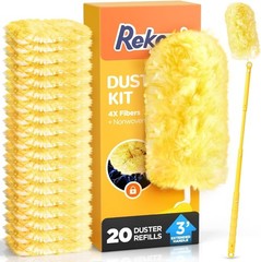 Heavy Duty Duster Refill Kit Duster W/ 3 ft Extension Pole & 20 Count Refills 4X
