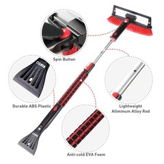 Extendable Car Snow Brush with Ice Scraper and Squeegee – 39″ Windshield Tool