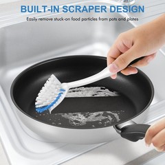SetSail Dish Brush with Handle 2 Pack Stiff Bristles Dish Scrubber with Built in