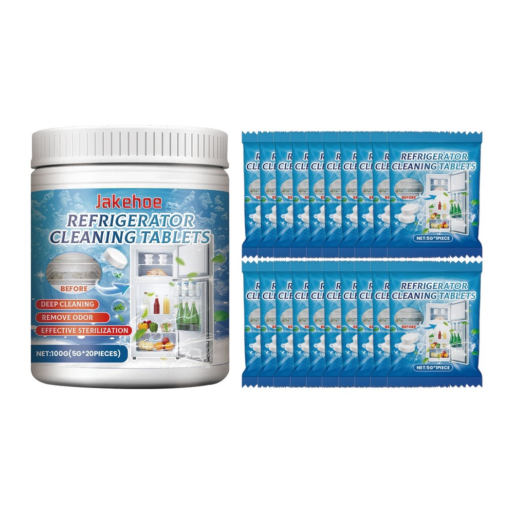 Fridge Cleaner Tablets Deep Clean Refrigerator Odor Eliminator Easy Use 20pcs