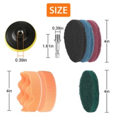 17pcs Drill Brush Attachments Set Scrub Pads Power Scrubber Car 10 Scouring Pads