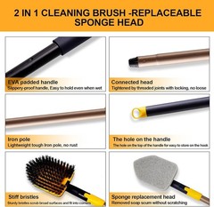 Tub Tile Scrubber Brush 2 in 1 Cleaning Brush 4*Scouring Pads 58.2 Inch Adjus…