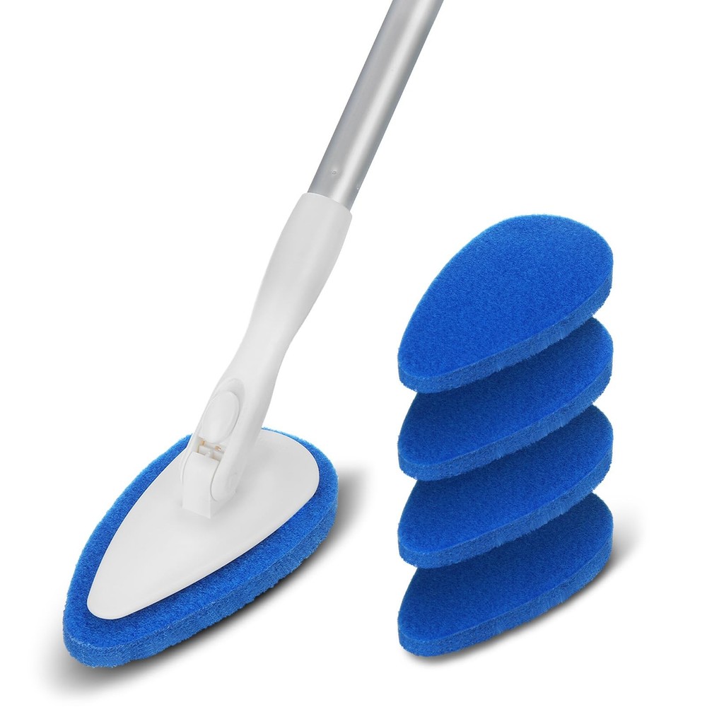Qaestfy Shower Bathtub Tub Tile Scrubber Cleaning Brush with 51” Handle, 5 Non-