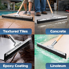 Garage Floor Squeegee 18’’, Neoprene Blade Asphalt Squeegee, Taper Pole Connecti