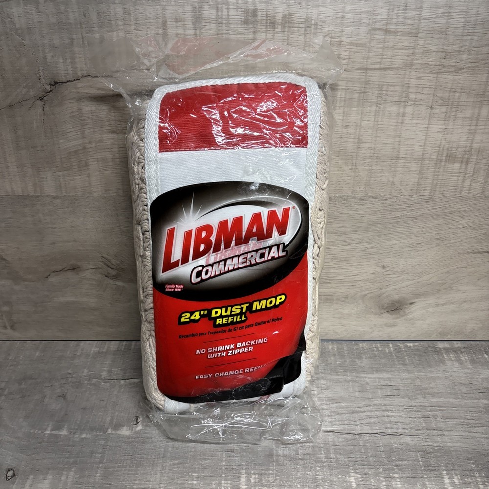 LIBMAN Commercial 24″ Dust Mop Refill – No Shrink Backing with Zipper #00923