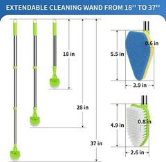 Shower Cleaning Brush 37” Shower Scrubber Tile Tub Scrubber with Long Handle
