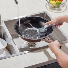 Soap Dispensing Dish Cleaning Brush with 3 Brush Head Set