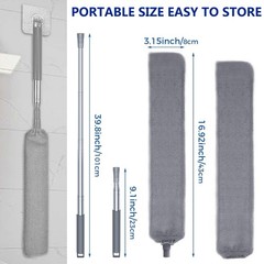 Dust Cleaner Microfiber Duster Gap Dust Cleaning Artifact With Extension Pole &