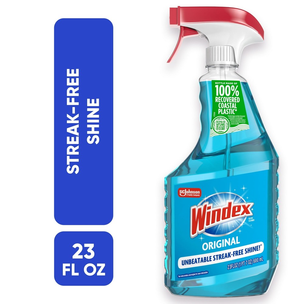 Windex Glass and Window Cleaner Spray Bottle, Original Blue, 23 fl oz