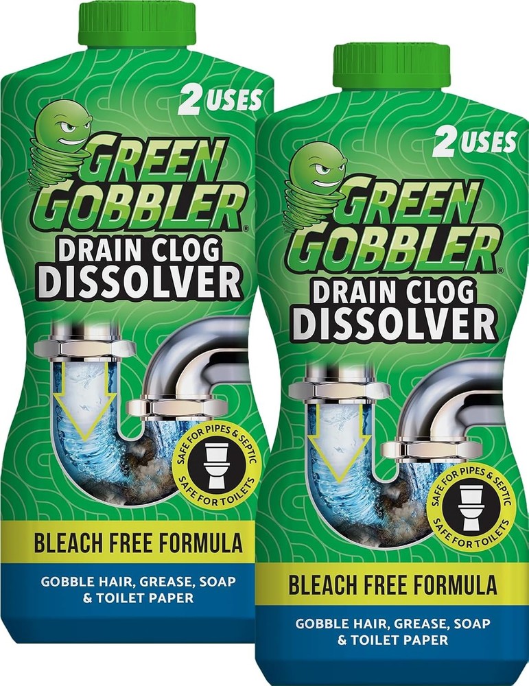 Green Gobbler Drain Clog Dissolver | Powerful Liquid Drain Opener & Toilet Clog