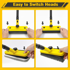 Shower Cleaning Brush, 53.5 Inches Long Handle Scrubbing Brush, 3-In-1 Bathroom