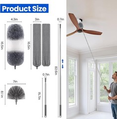 Extra-Long Dusters Kits with Extension Pole, 5 in 1 Cleaning Tools with Exten…
