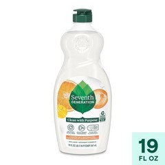 Plant-Based Liquid Dish Soap Clementine Zest Lemongrass Grease Fighter 19oz New