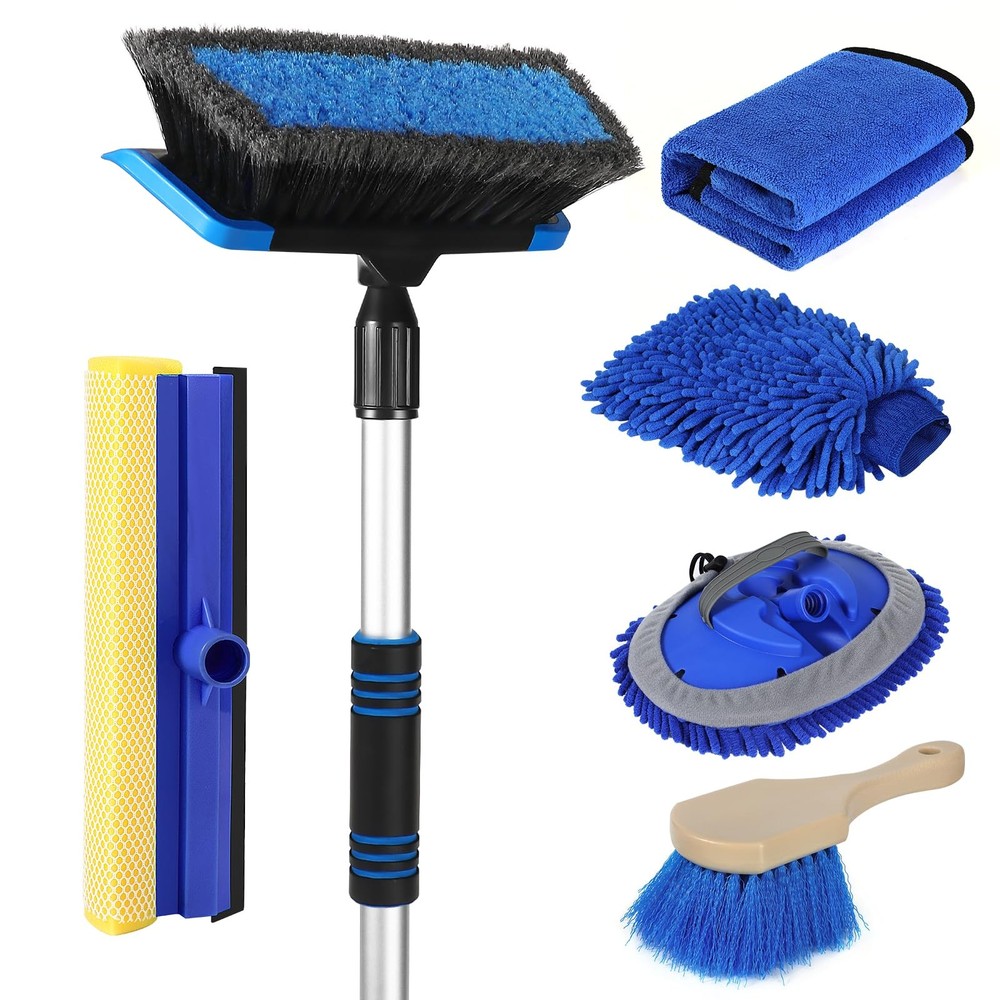 62” Car Wash Brush with Long Handle, Scratch-Free Soft Bristles Sturdy Car W…
