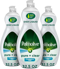 Palmolive Ultra Dishwashing Liquid Dish Soap, Pure + Clear Fragrance Free – 32.5