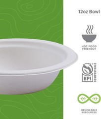ECO PRODUCTS Compostable 12oz Molded Fiber Bowls, Case of 1000, Vanguard World