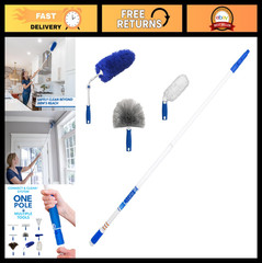 High-Access Dusting Kit with 4′ Steel Pole, Microfiber Duster & Cobweb Cleaner