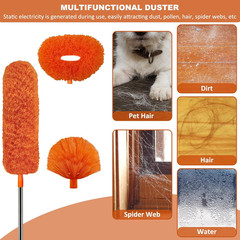20 Ft+ High Reach Cleaning Tool Kit – Microfiber Feather Ceiling Fan Duster & Co