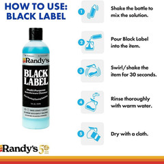 Randys Black Label Cleaner 12oz w Zen Hard Bristle Pipe Cleaners Bundle Kit
